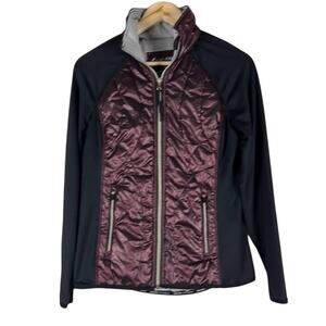 Calvin Klein Jacket Womens Small Performance Burgundy Quilted Lightweight Zip Up